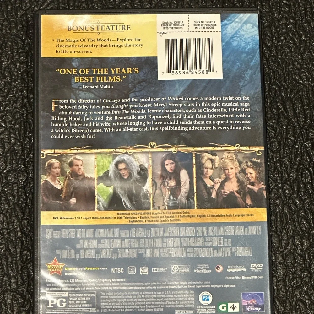Disney Into the Woods DVD with Blue and Gold Cover - Picture 2 of 2